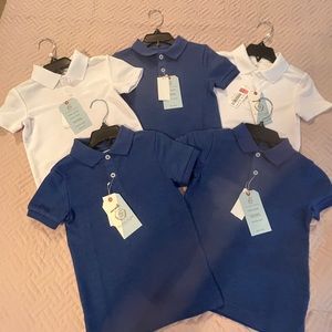 Little Boys Class Club Polo Shirts - 3 Blue/2 White Size 2T/3T